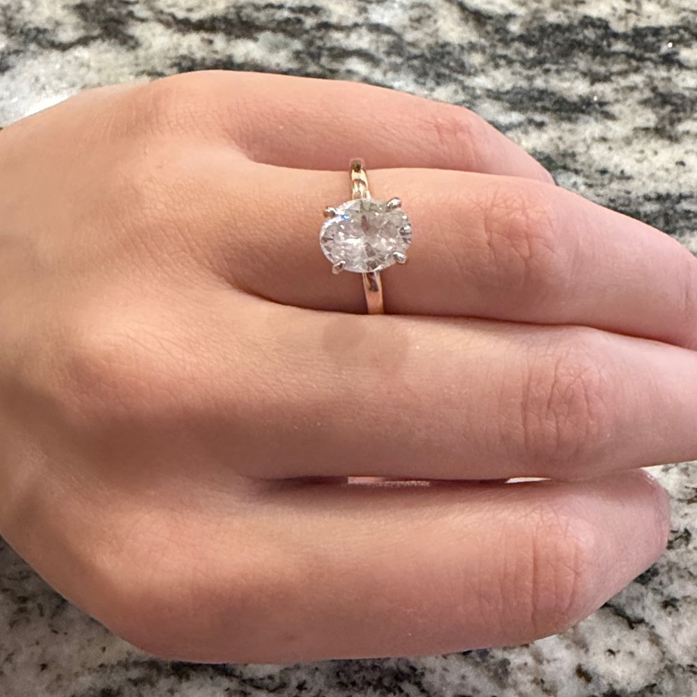 3CT Oval Cut Solitaire Ring 8 - Picture 9 of 13
